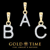 10k Gold & Diamond Initial Pendant - .25 CTTW Natural Diamonds - Personalized Letter Charm Necklace - Custom Dangling Name Jewelry