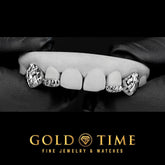 4-Piece Custom Grillz Trillion Diamond-Cut with Diamond Dust Canines & Incisor Tips