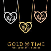 Personalized Custom Heart Monogram Initial Necklace in Gold or Silver