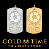 Custom Soccer Jersey Number Dog Tag: Sterling Silver or Gold Plated