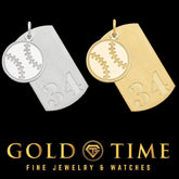 Custom Baseball Dog Tag Charm Personalized Jersey Number Pendant Sterling Silver or Gold Plated Sports Gift for Him 2-Piece Design