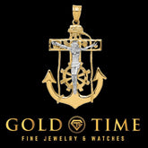 14k Two-Tone Gold Mariner Crucifix Pendant Yellow & White Gold Anchor Cross Nautical Jesus Piece 56mm Polished Religious Jewelry