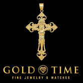 14k Gold INRI Crucifix Pendant for Men & Women Large Fleur de Lis Cross Charm Religious Gold Jewelry Gift Catholic Necklace Pendant