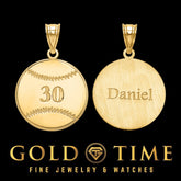 Custom Engraved Baseball Jersey Number and Name Pendant: Sterling Silver or Gold