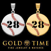 Custom Baseball Pendant with Jersey Number in Sterling Silver - Personalized Sports Jewelry