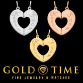 Personalized Solid 10k Gold, 14k Gold, or .925 Sterling Silver 2 (two) Name Breakable Heart Charm Pendant - Yellow, White, Rose (Pink)