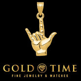 14K Yellow Gold I Love You Hand Pendant - ASL Sign Language Charm