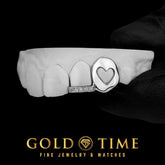 Custom Double Cap Grillz: Heart Cutout, Moissanite Tip - 10k/14k/Silver