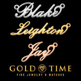 Personalized Cursive Script Embassy Font Nameplate or Necklace - Sterling Silver, 10k, 14k Gold - Yellow, White, Rose