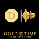 10k or 14k Gold Octagon Tie Tac for Men Custom Engraved Lapel Pin, Solid Yellow Gold, 11mm, Gift for Him, Made to Order, Formal Accessory