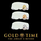 Custom Handmade Grillz - Solid with White Trillion Tip Single Cap 1 Tooth - 10k, 14k Gold, Silver- Yellow, White, Rose, Black