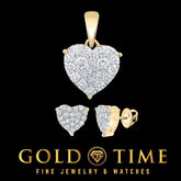 10k Gold Diamond Heart Pendant & Stud Earrings Set Yellow, White, or Rose Gold Choose Pendant, Earrings, or Full Set