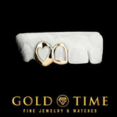 Custom Made to Order Double Caps Grillz - Open Face , Heart Cut Out