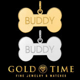 Personalized Bone-Shaped Pet ID Tag Pendant Sterling Silver or Gold-Plated Charm with Custom Engraving Available in Small or Large Sizes