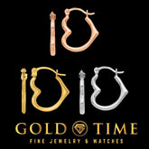 14K Gold Small Heart Hoop Earrings for Women - Available in Yellow, White, or Rose Gold, 15mm Length, Hollow