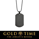 Personalized Black Stainless Steel Dog Tag Necklace Custom Engraved Pendant, 20" Beaded Chain, Military Style ID Tag, Gift for Him