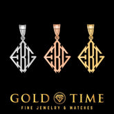 Custom Personalized Diamond Monogram Pendant Sterling Silver or Solid Gold, 3 Initials