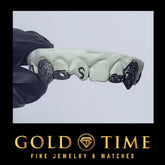Black Rhodium 4-Piece Custom Grillz with Trillion Cut & Diamond Dust | Handmade Teeth Jewelry | Includes Impression Kit | Custom Fangs