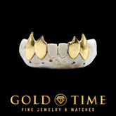 Custom 4 Piece Shark Tooth Grillz with Serrated Fangs - Vampire Teeth Grill - Handmade in Gold, Silver, Rose Gold - Custom Fang Set