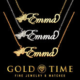 Custom Cursive Butterfly Name Necklace: Sterling Silver, Gold, Handmade