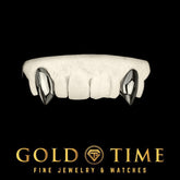 Custom Black Fangs Grillz 2 Piece Solid Canine Caps - Personalized Handmade Teeth Grill - Gold, Silver, 10K & 14K Options