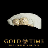 Custom 3-Piece Gold Grillz with Diamond-Cut and Trillion Dust - Handmade Personalized Grill - Solid Gold & Silver Options