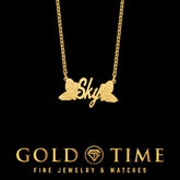 Butterfly Name Necklace: Solid Gold or Sterling Silver, Personalized Jewelry