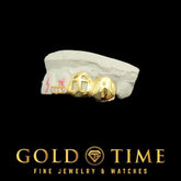 Custom 3-Piece Grillz Set: Solid, Cross Cut Out Open Face, Moissanite Tip