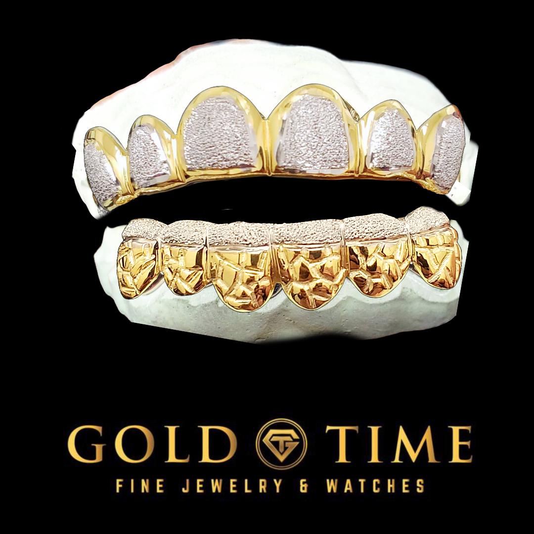 Handcrafted 12-piece nugget and diamond dust grillz set