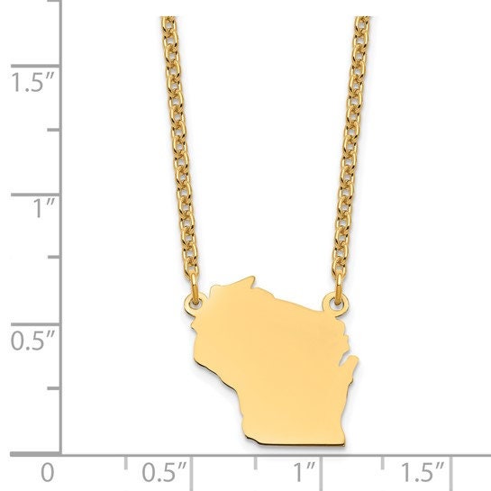 Custom Wisconsin State Pendant Necklace in Sterling Silver or 14k Gold, Engravable State Shape Charm, Personalized Jewelry Gift