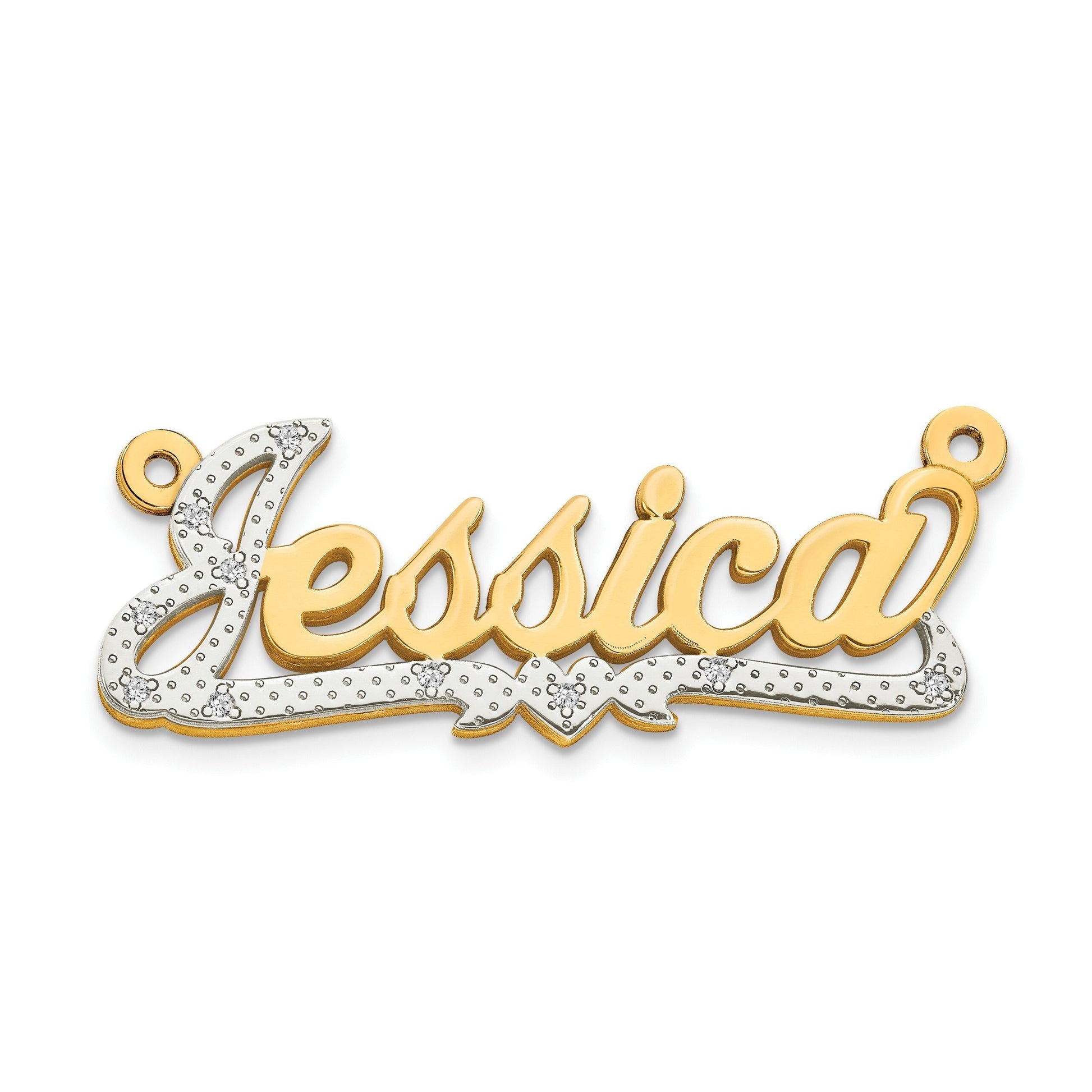 Custom Gold Name Necklace – 10K or 14K Two-Tone Gold Nameplate Pendant with Diamonds, Personalized Jewelry Gift
