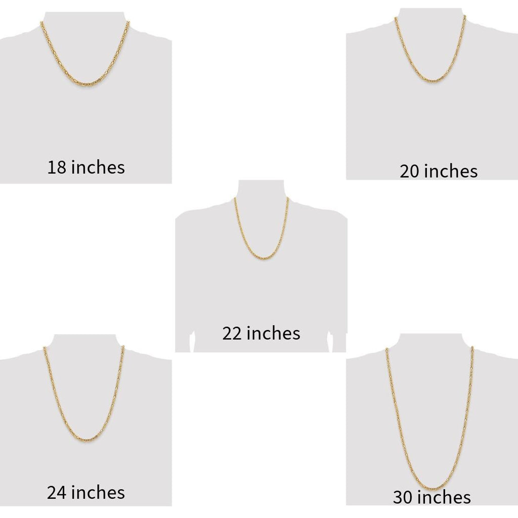 10k Solid Yellow Gold 4 mm Byzantine Chain Necklace and Bracelet- Available in multiple lengths
