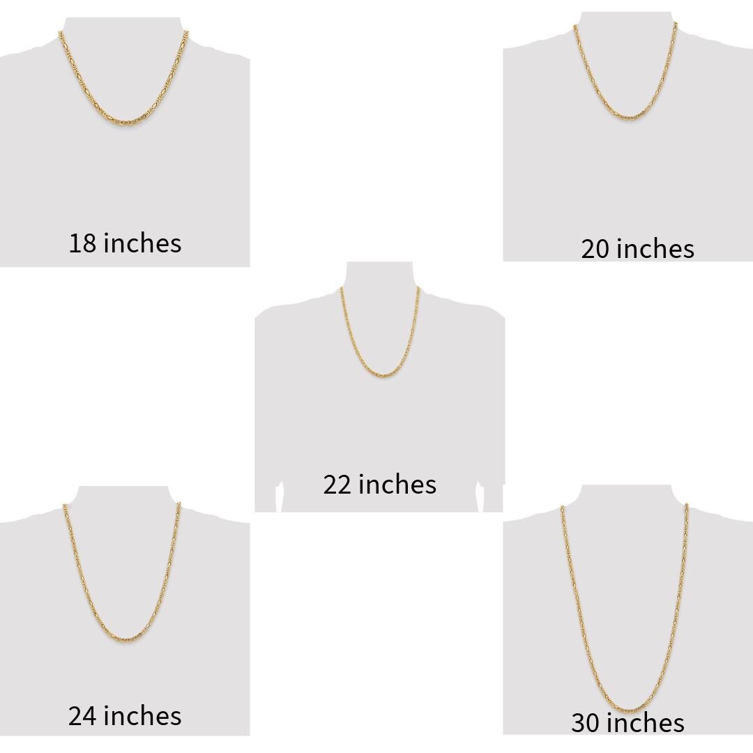 10k Solid Yellow Gold 4 mm Byzantine Chain Necklace and Bracelet- Available in multiple lengths