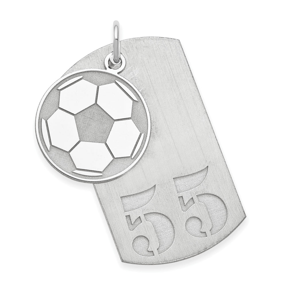 Soccer Dog Tag Charms with Number & Dangling Soccer Ball - Futbol Personalized Sterling Silver/Sterling Silver Gold-Plated 2-piece