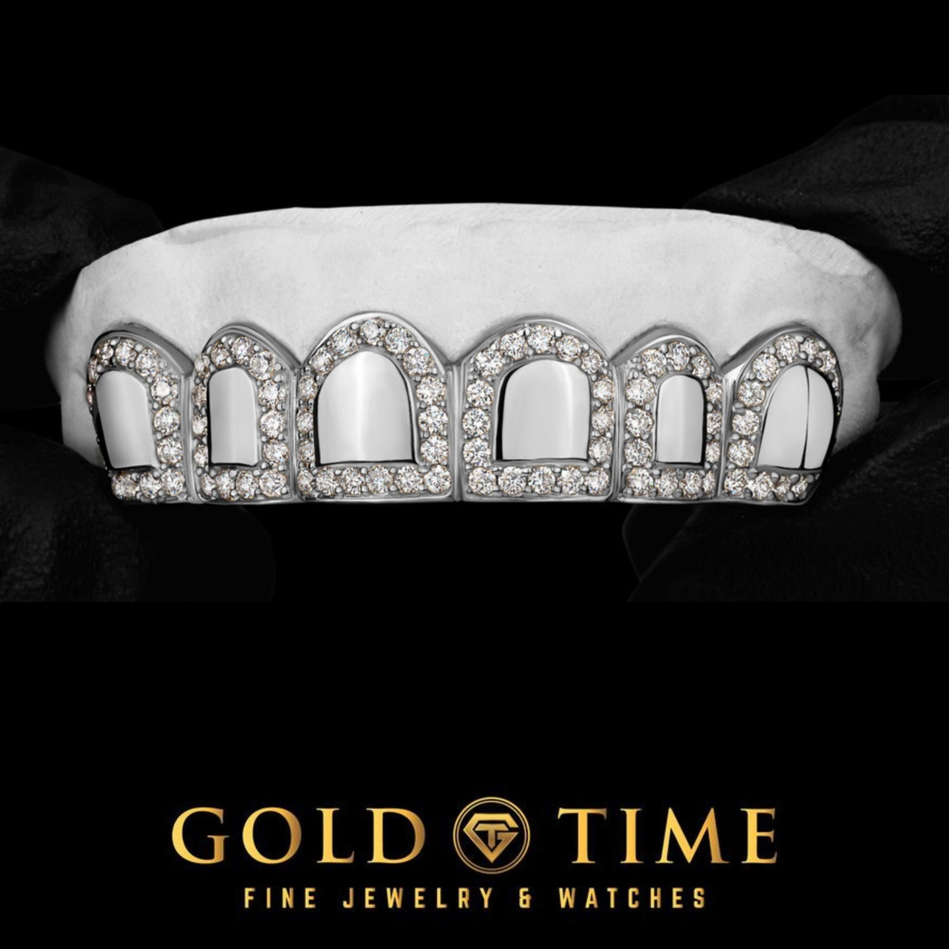 Custom Handmade Grillz - CZ Window Iced Fronts - Sterling Silver - Yellow, White, Rose