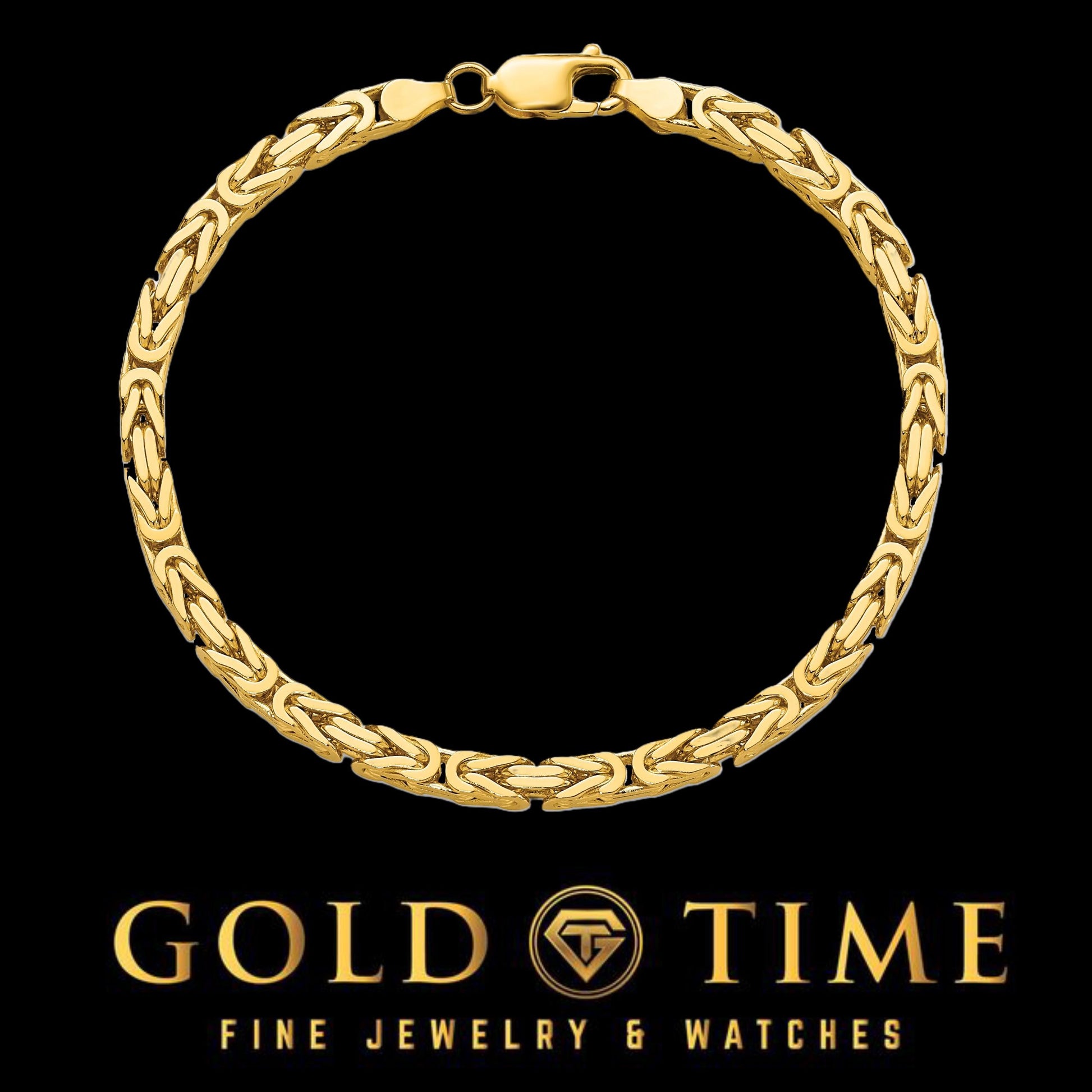 10K Yellow Gold Byzantine Chain Bracelet for Men and Women - 7- or 8-Inches Length -  Polished Solid Gold with Lobster Clasp