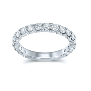 14K white gold 1 cttw natural diamond wedding band with 18 prong-set round diamonds