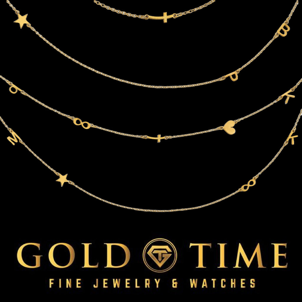 Minimalist Initial, Number & Symbol Necklace Gold Plated 925 Sterling Silver- 16, 18, 20 IN Length - Up to 5 Charms - Dainty Gift Custom