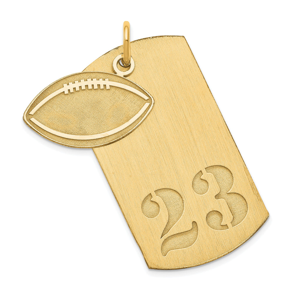 Personalized Sterling Silver or Gold-Plated Silver 2-piece Football Dog Tag Charm - Quarterback, Lineman, Offensive, Defensive, Running Back