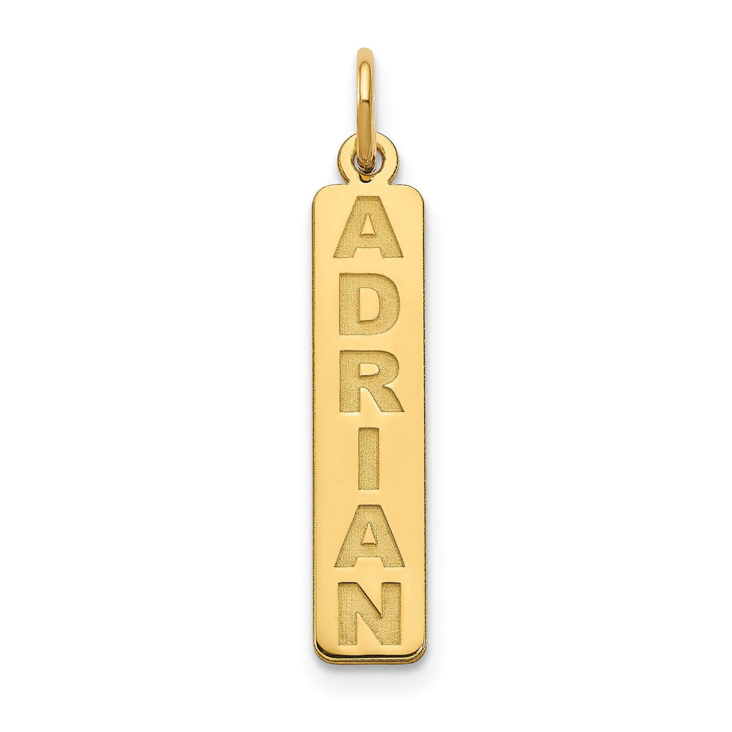 Engravable Personalized Solid 10k Gold, 14k Gold, or .925 Sterling Silver Rectangular with Curved Edges Bar Charm Pendant Nameplate