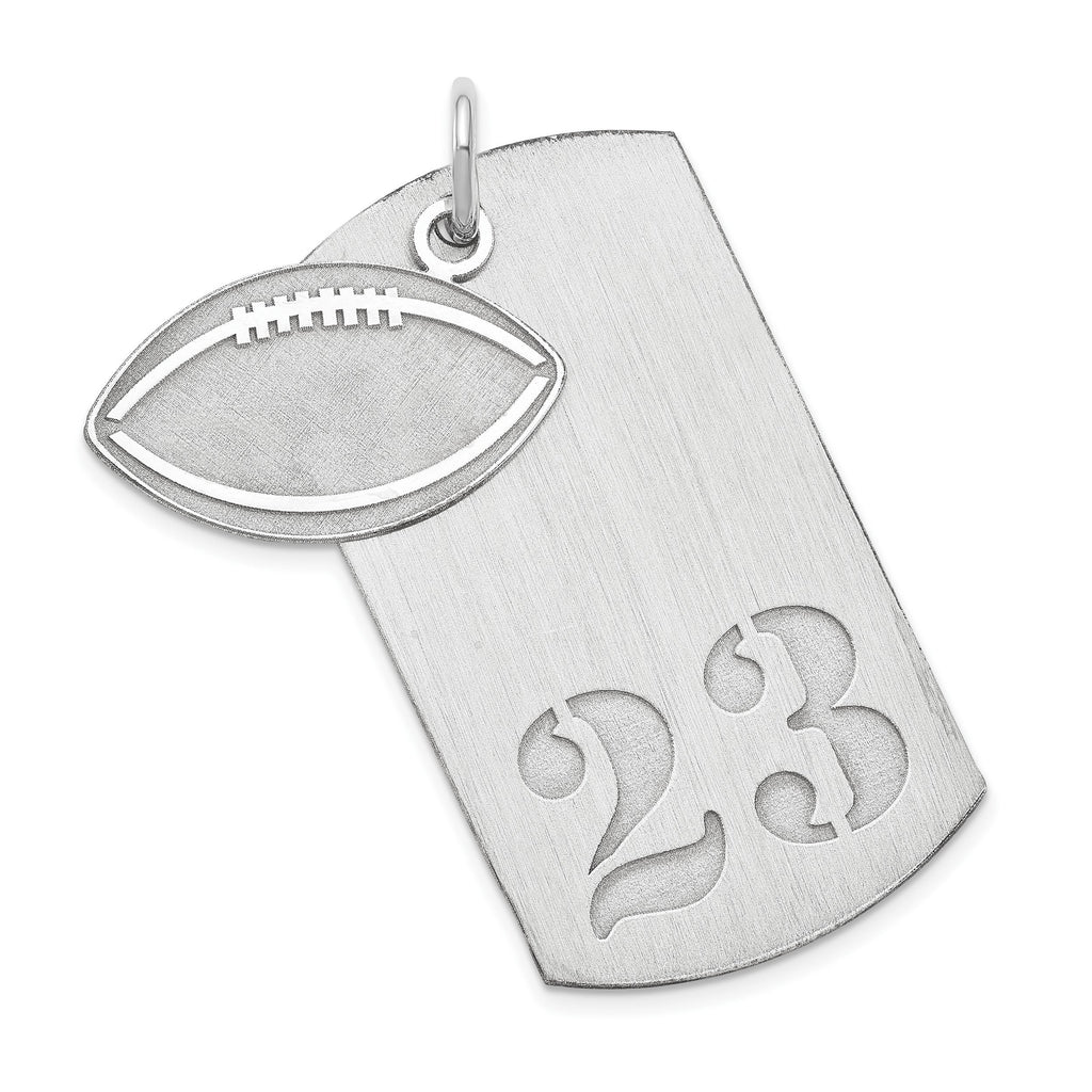 Personalized Sterling Silver or Gold-Plated Silver 2-piece Football Dog Tag Charm - Quarterback, Lineman, Offensive, Defensive, Running Back