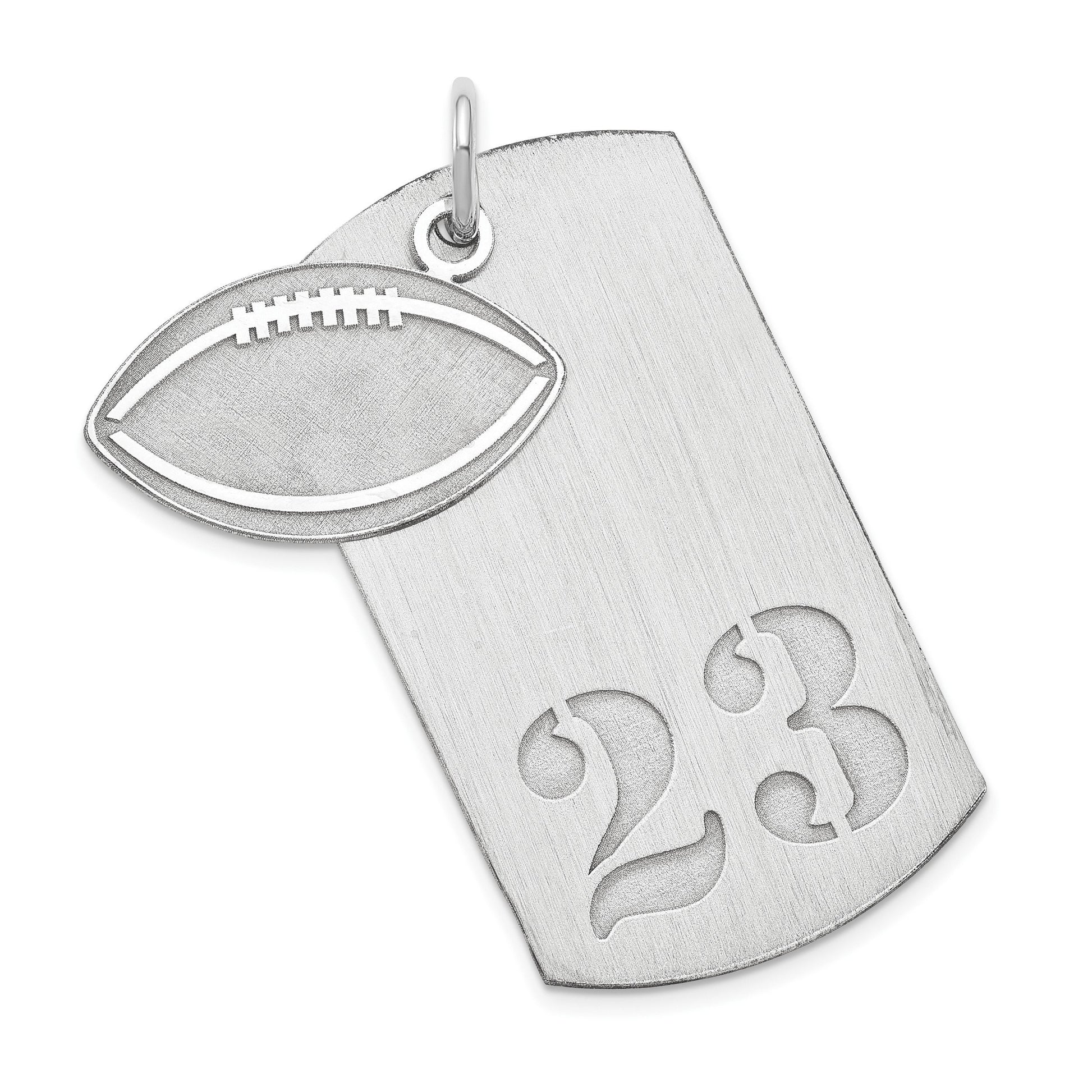 Personalized Sterling Silver or Gold-Plated Silver 2-piece Football Dog Tag Charm - Quarterback, Lineman, Offensive, Defensive, Running Back