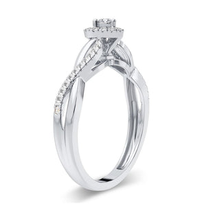 Diamond heart promise ring in solid 14K white gold, .20 cttw natural diamonds