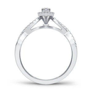 Another view of the 14K white gold diamond heart ring and band