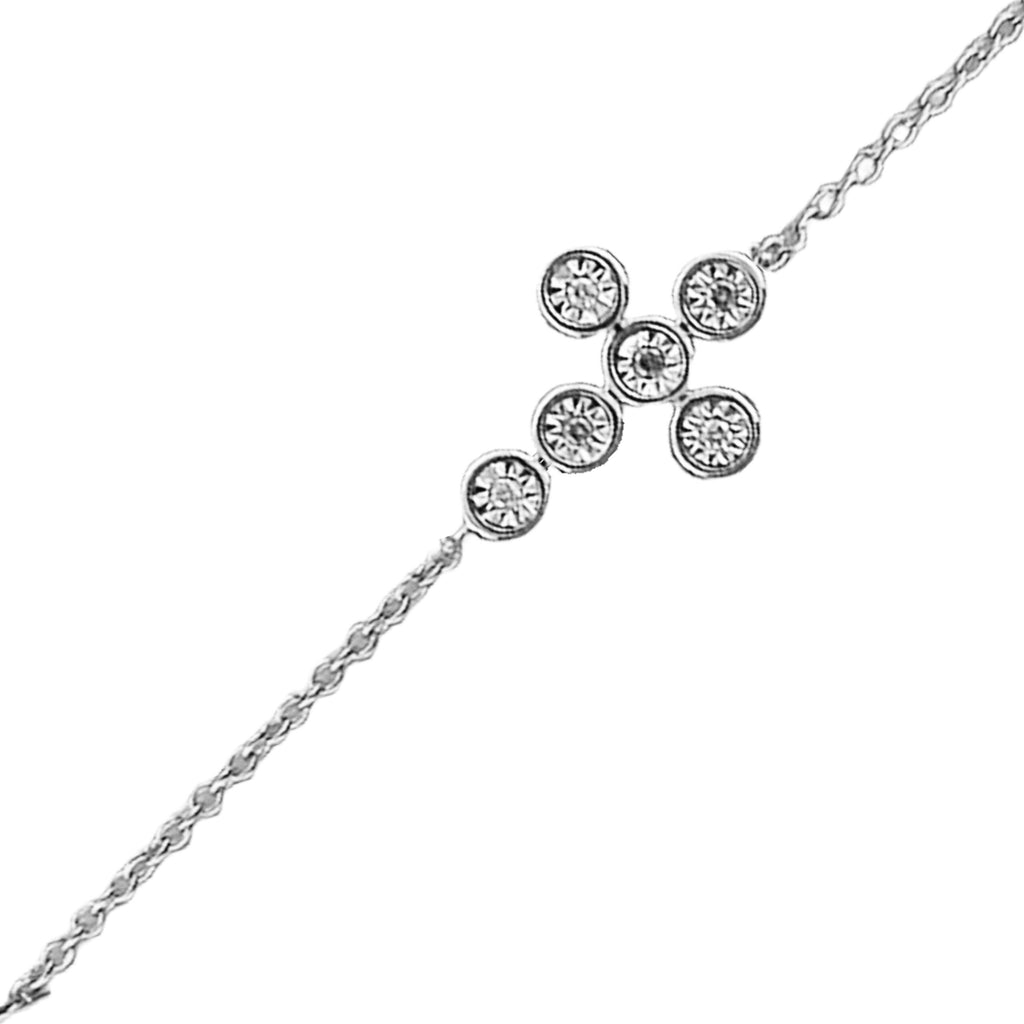 Diamond Cross Bracelet - Sterling Silver, Gold Plated Silver, or Rose Plated Silver - Elegant & Meaningful Jewelry Gift