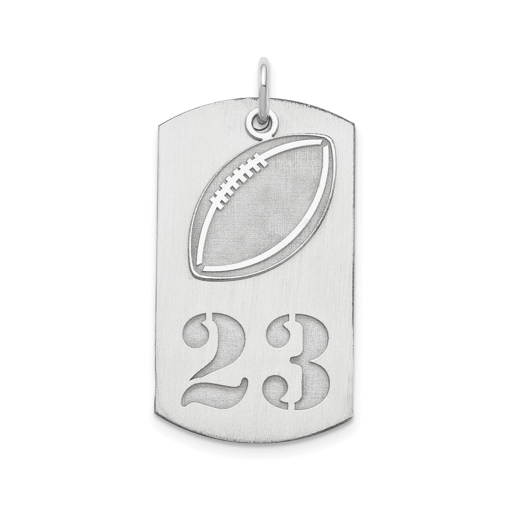 Personalized Sterling Silver or Gold-Plated Silver 2-piece Football Dog Tag Charm - Quarterback, Lineman, Offensive, Defensive, Running Back