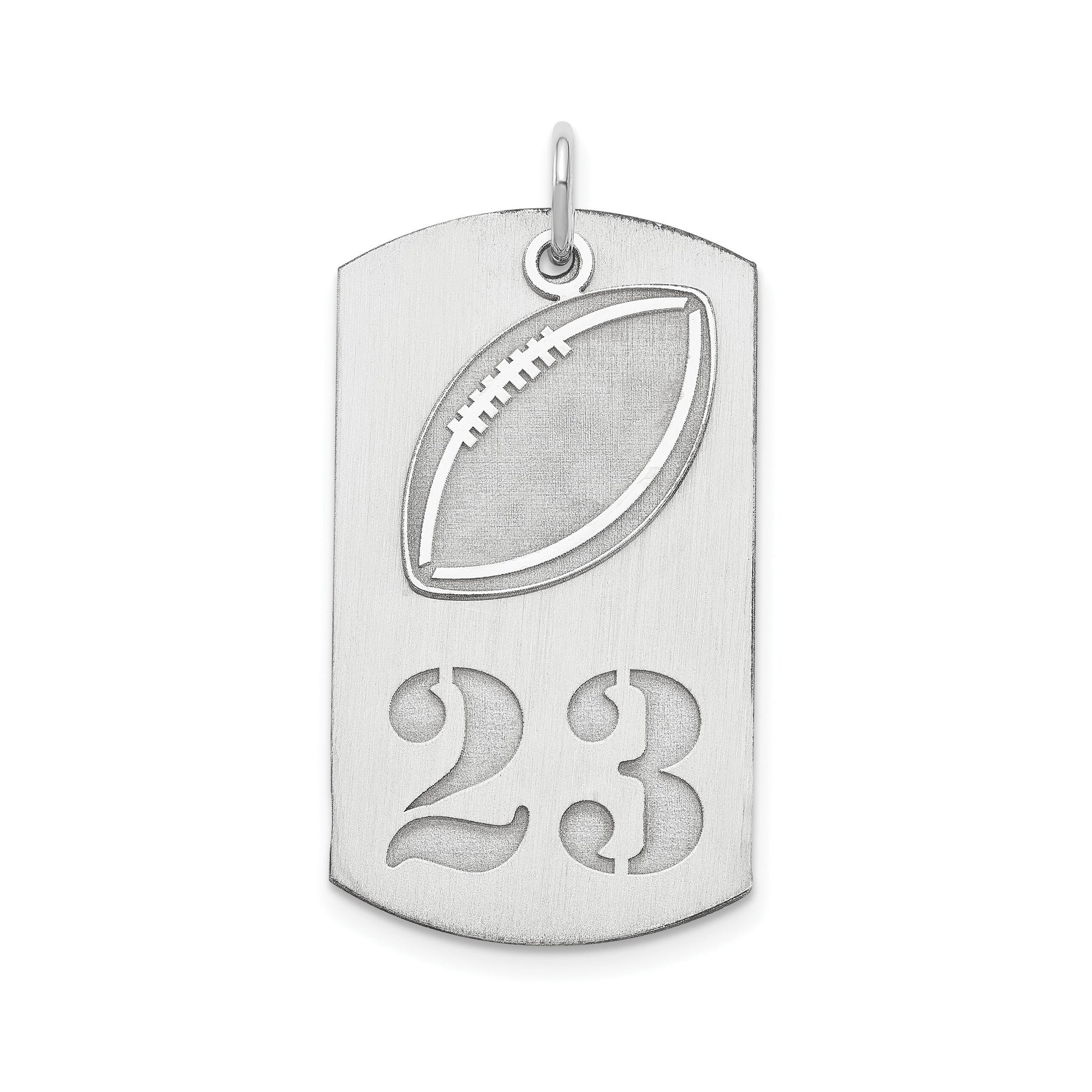Personalized Sterling Silver or Gold-Plated Silver 2-piece Football Dog Tag Charm - Quarterback, Lineman, Offensive, Defensive, Running Back