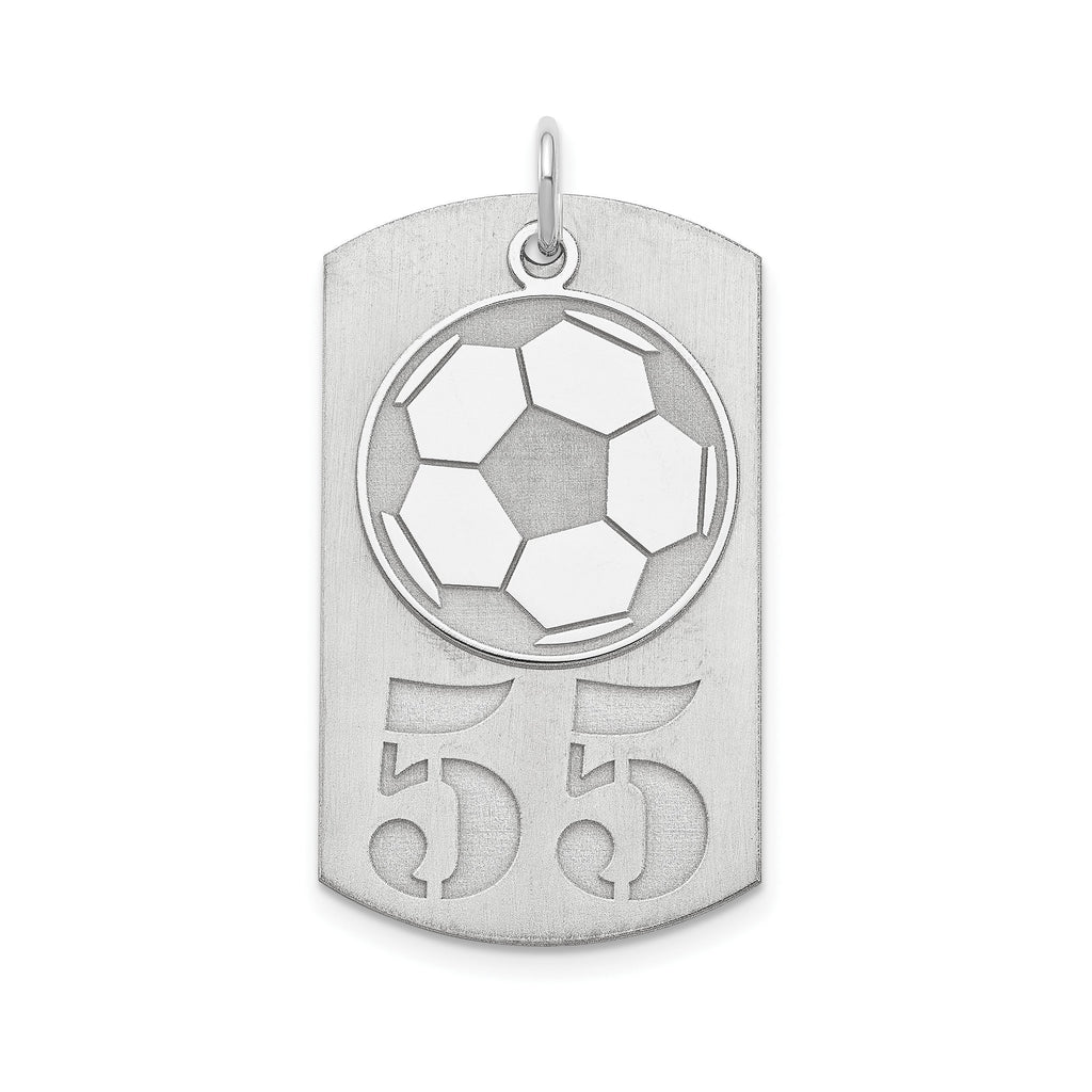 Soccer Dog Tag Charms with Number & Dangling Soccer Ball - Futbol Personalized Sterling Silver/Sterling Silver Gold-Plated 2-piece