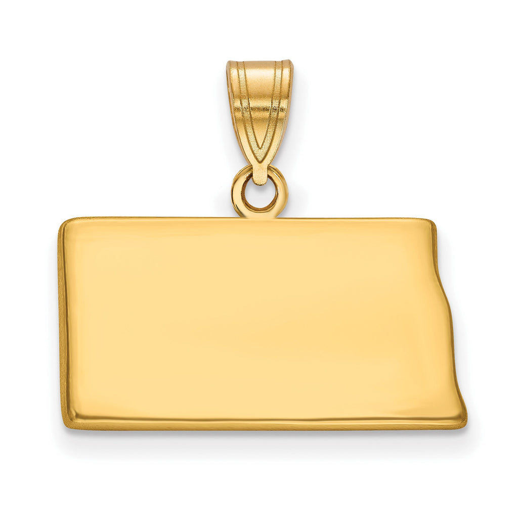 Personalized North Dakota Pendant Sterling Silver (Gold Plated/Silver) / 14k Gold (White/Yellow) w/ Laser Engraving - Front & Back
