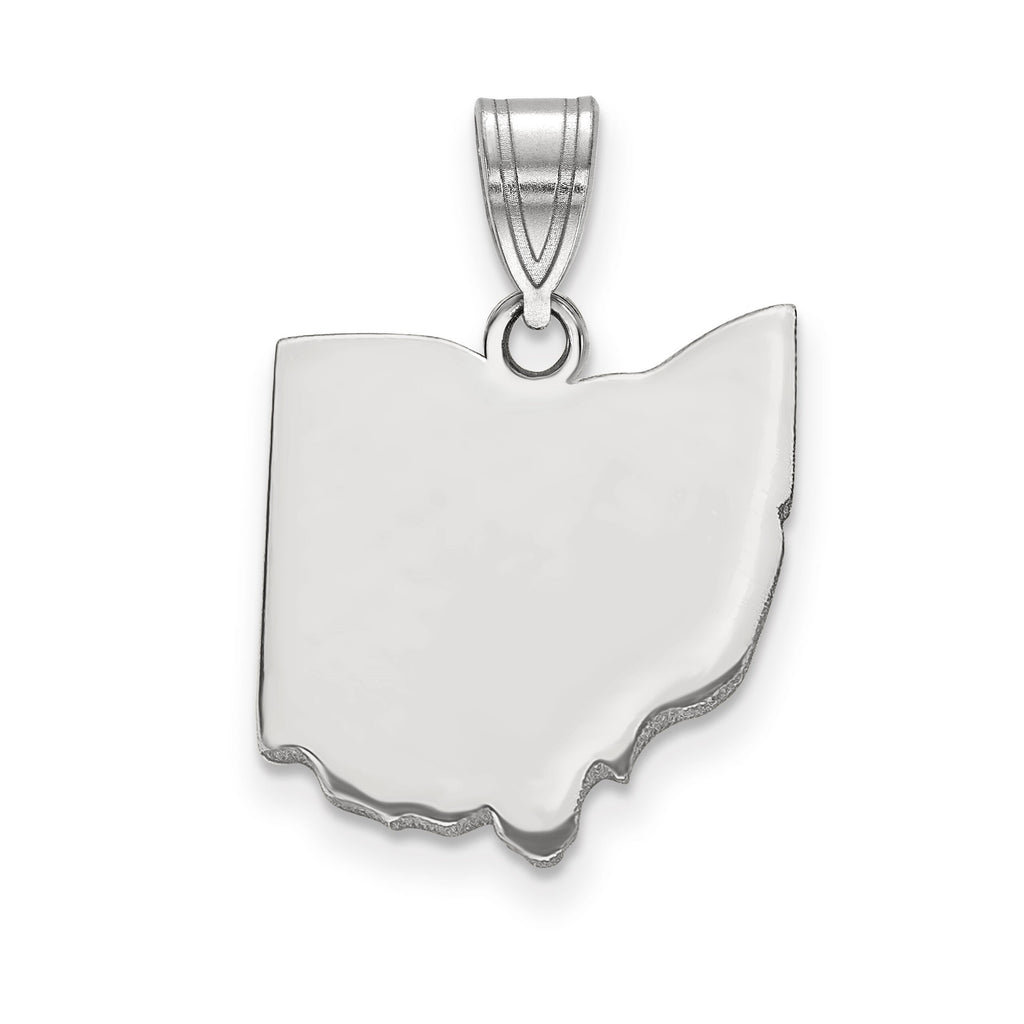 Personalized Ohio Pendant Sterling Silver (Gold Plated/Silver) /10k Rose Gold/ 14k Gold (White/Yellow) w/ Laser Engraving - Front & Back